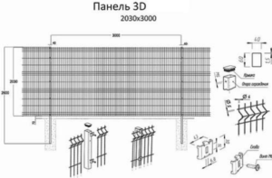 Схема и чертеж забора fensys