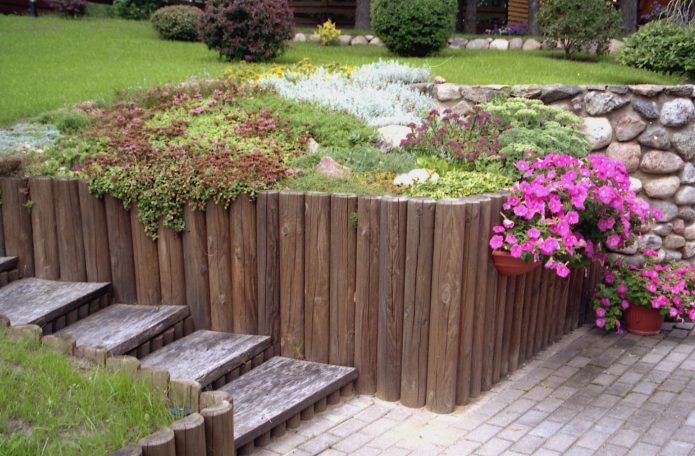 Подпорная стенка из брёвен