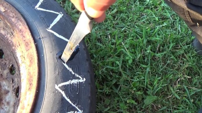 Разрезам покрышку