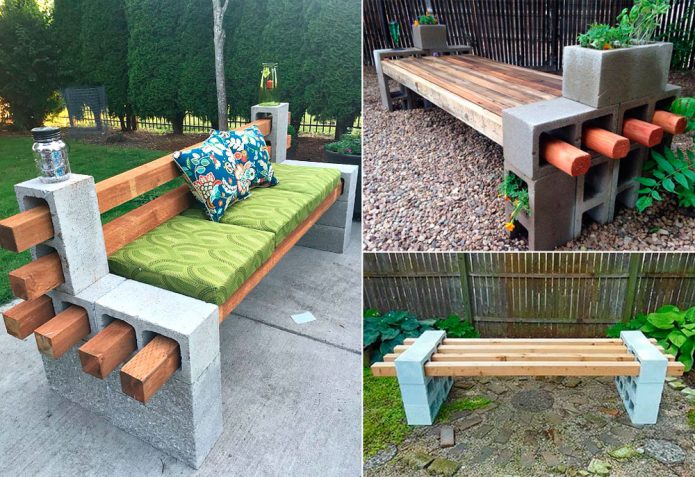 Варианты скамеек из бруса