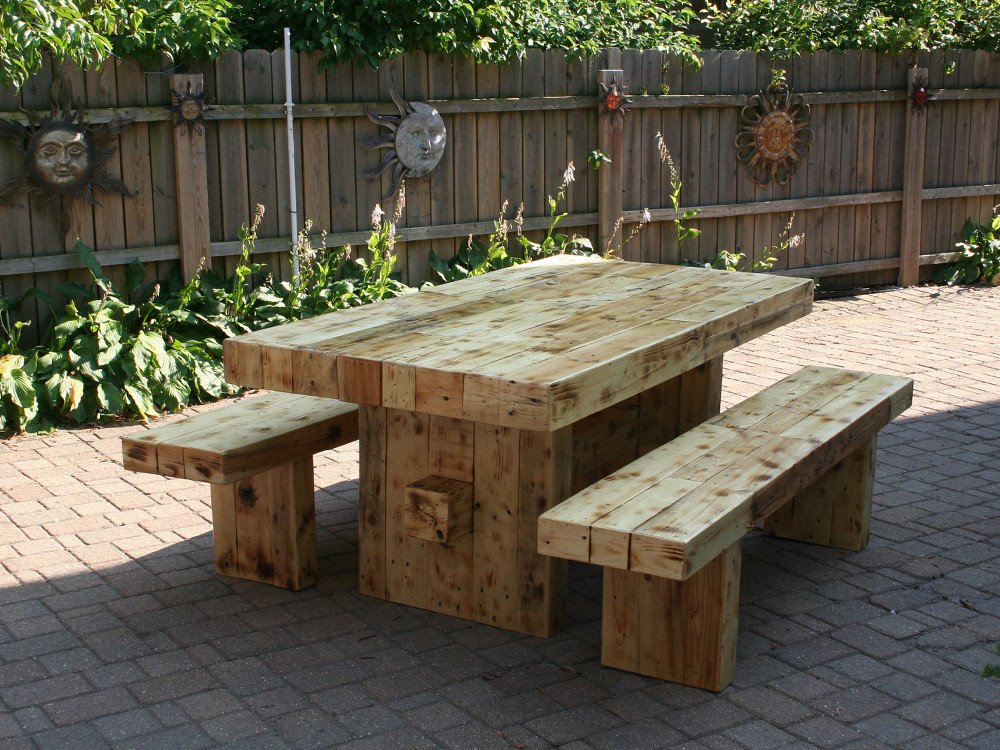 Стол и лавки из бруса