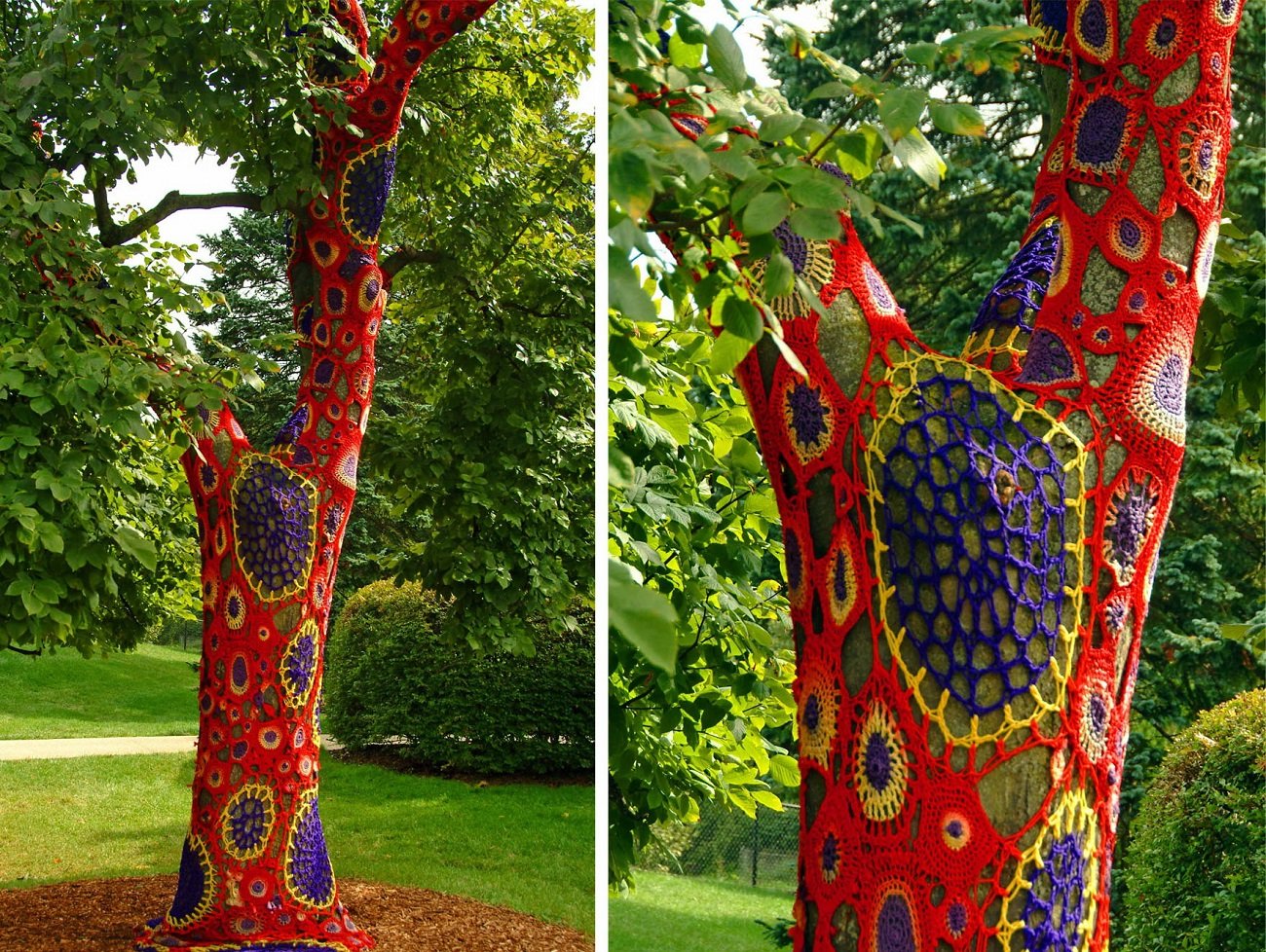Дерево с вязаным декором